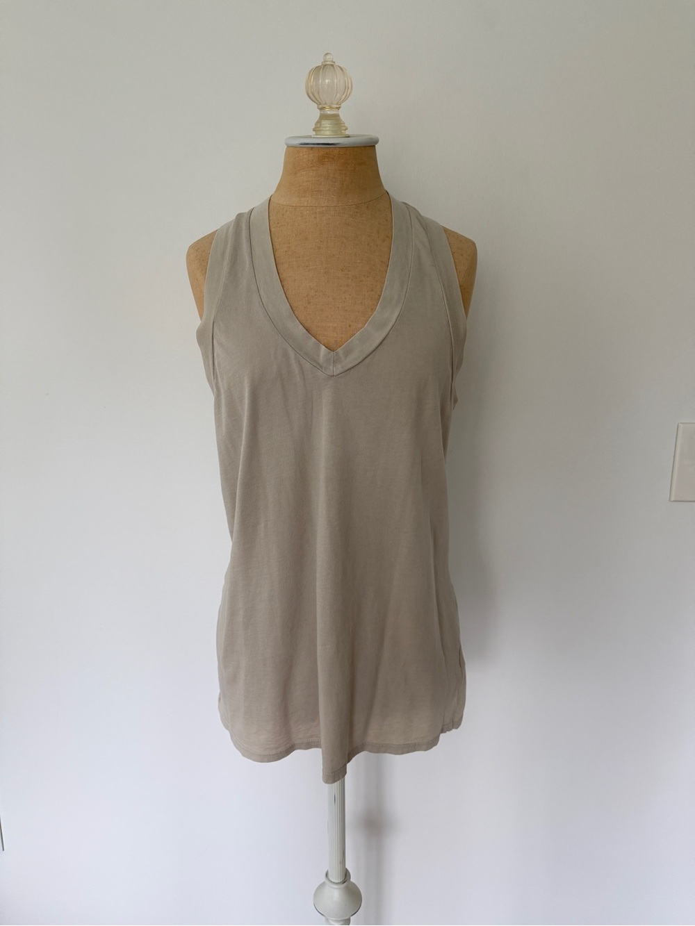 James Perse V-Neck Tank Top in Taupe Gray